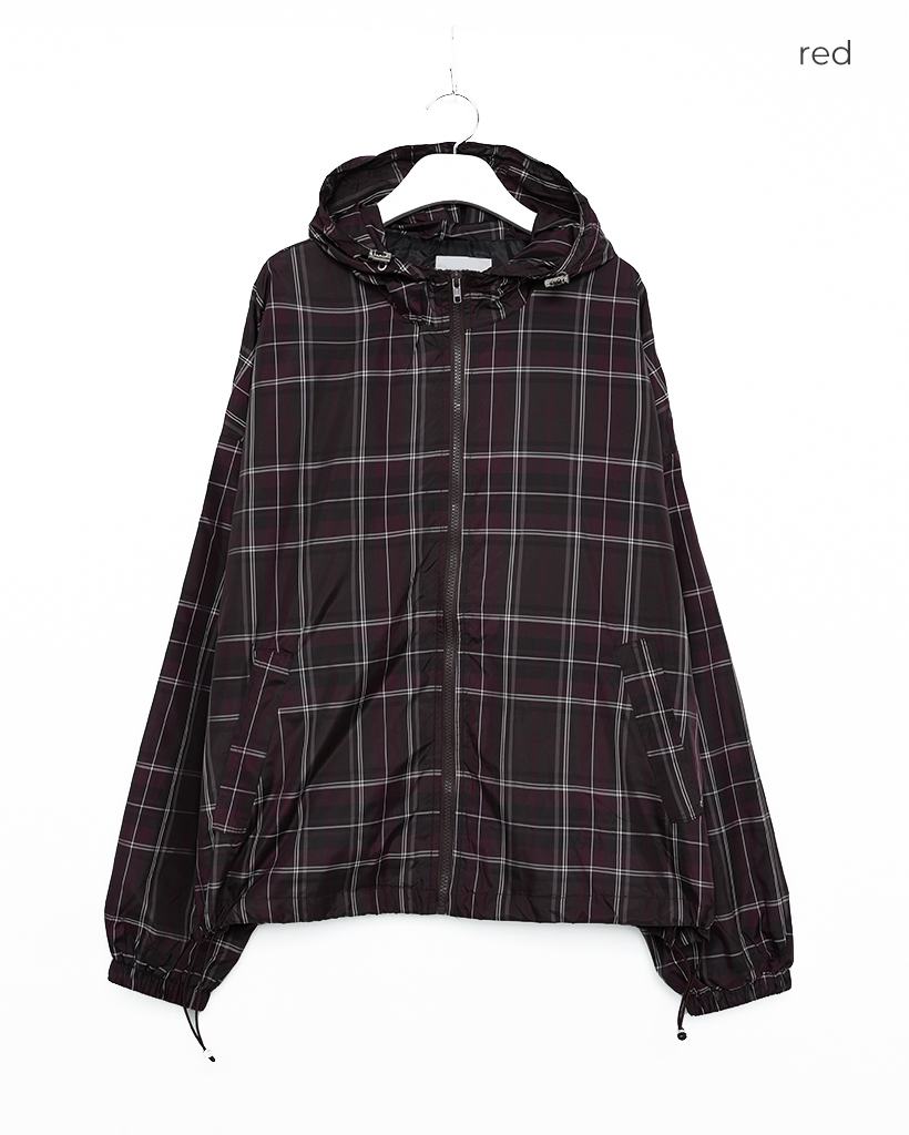 チェックパターンフーディーウインドブレーカー | ファッション