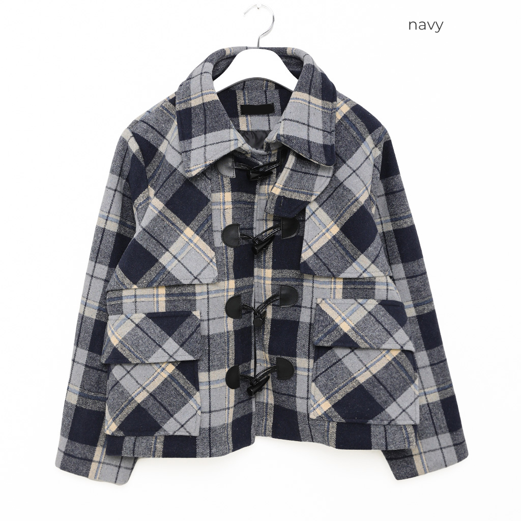 チェックカラーショートダッフルコート | ファッション通販サイト NUGU