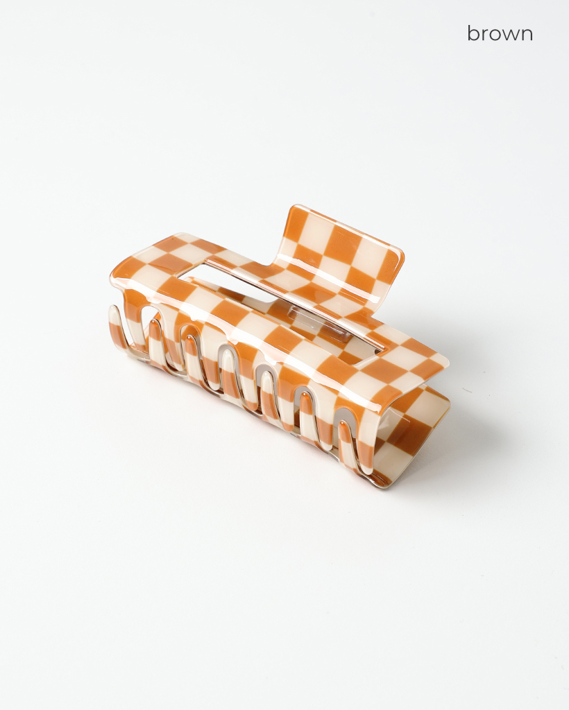 ブロックチェックスクエアヘアクリップ | ファッション通販
