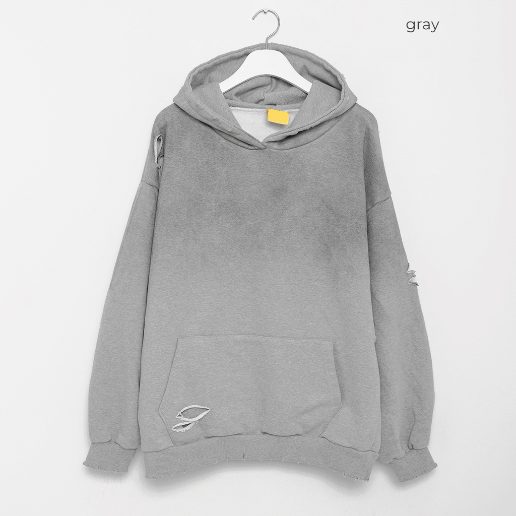 ユニセックス) ダメージバイカラーパーカー | ファッション通販サイト NUGU