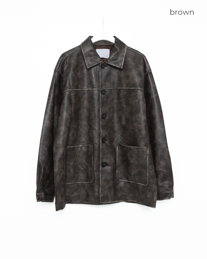 ユニセックス）ウォッシュヴィンテージハーフレザージャケット