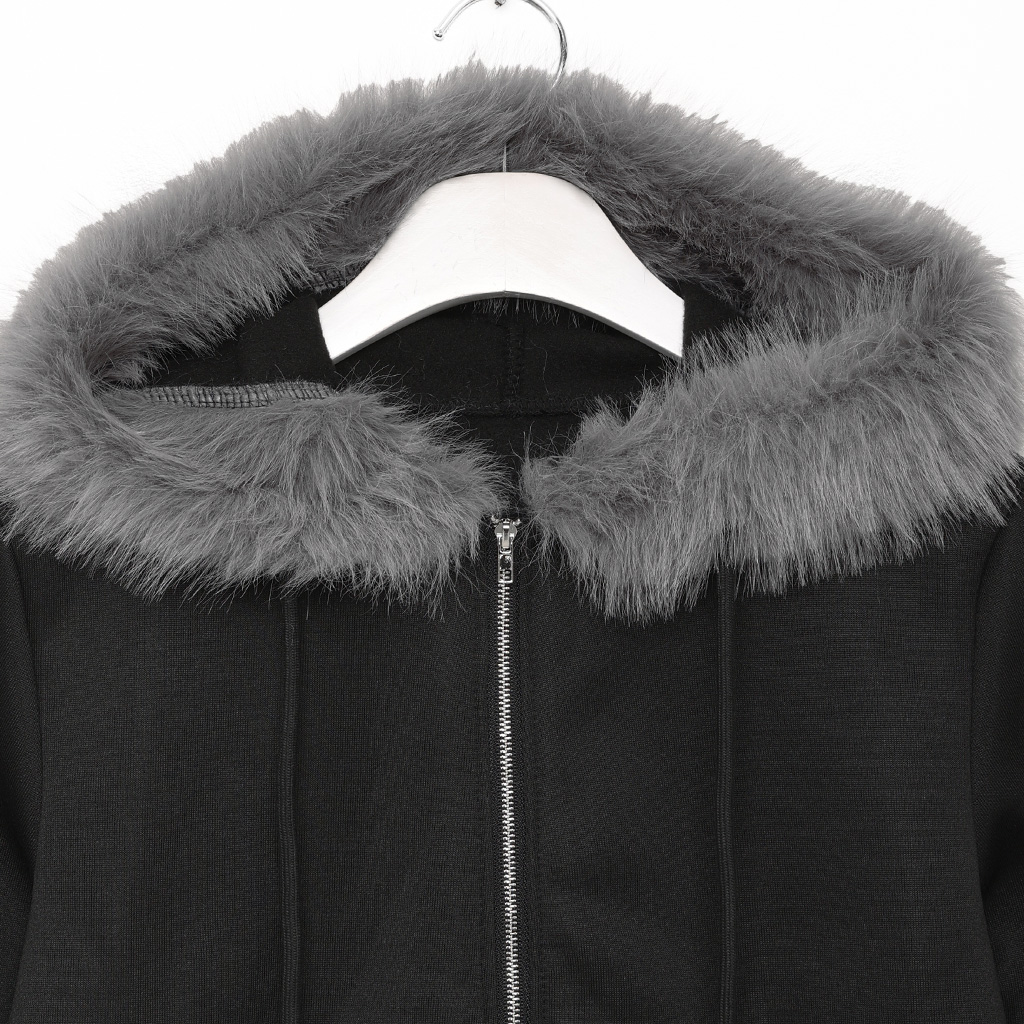 クロップドファーフードジップアップ | ファッション通販サイト NUGU