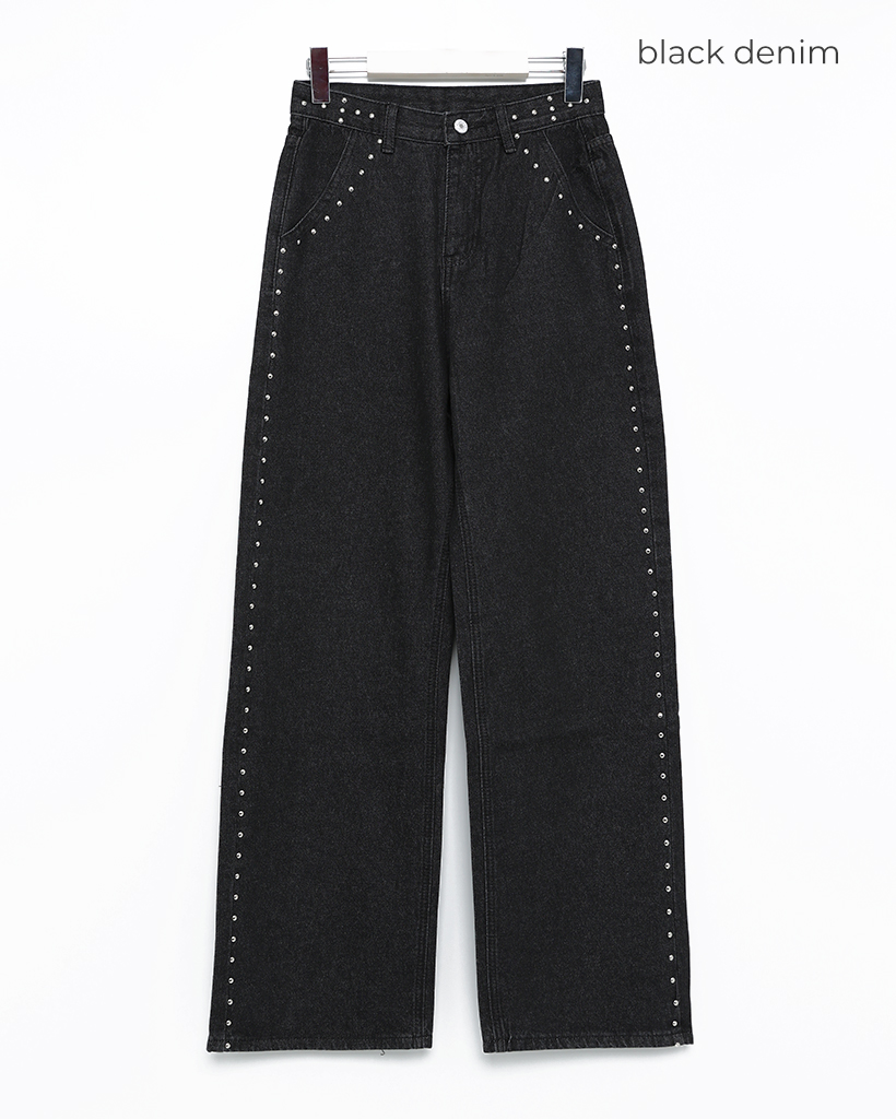 アウトシームスタッズワイドデニムパンツ | ファッション通販サイト NUGU