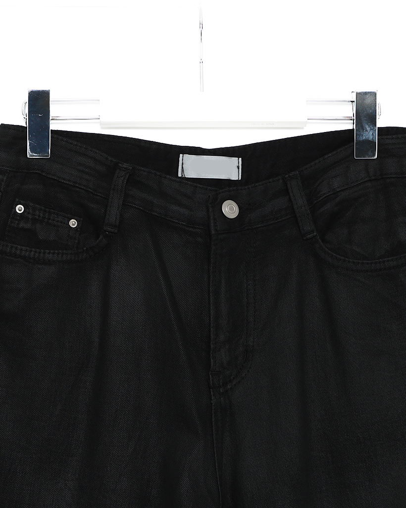 コーティングブラックバギーデニムパンツ | ファッション通販サイト NUGU