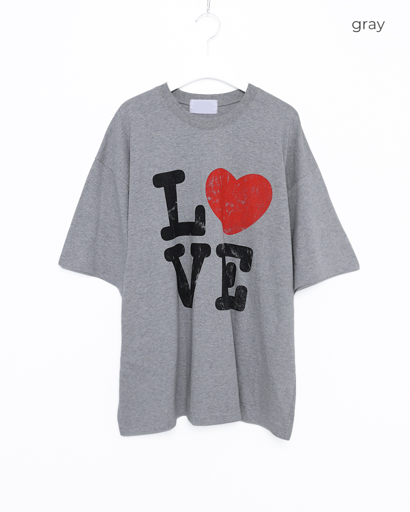 みはち) 送料分として ユニセックス)オーバーフィットLOVE半袖Tシャツ | ファッション