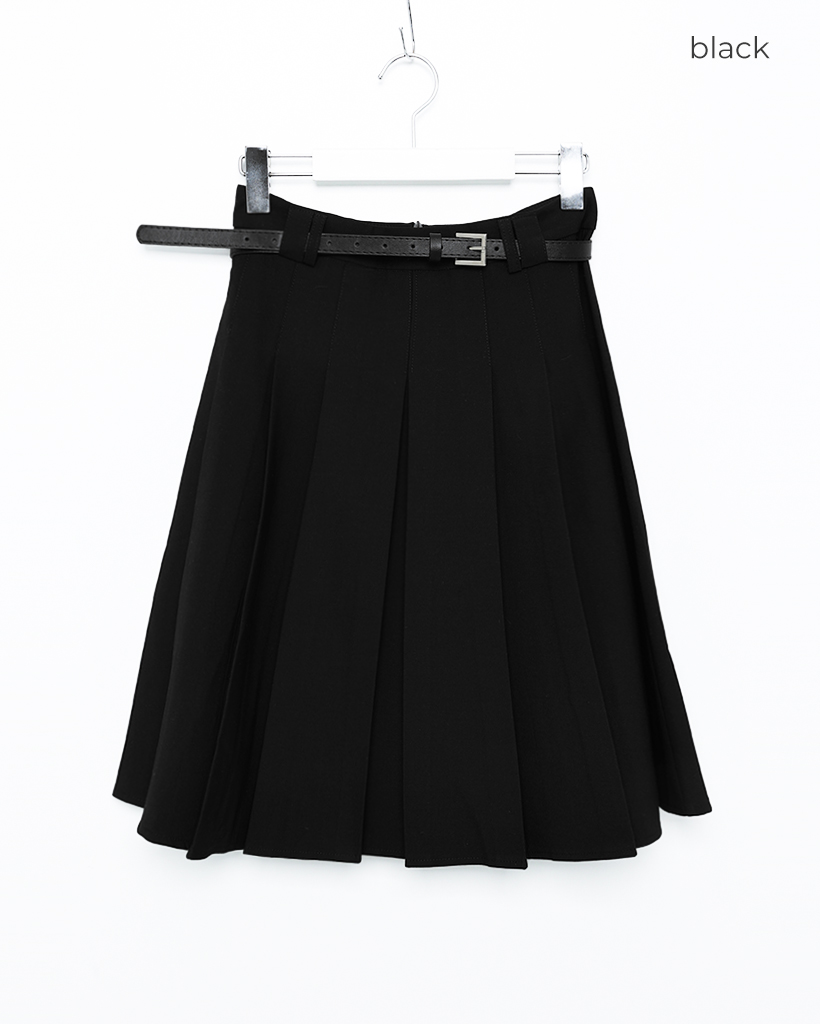 KAREN MILLEN プリーツ ミディ スカート ベルト アイボリー 黒 BEST 50] ベルトセットプリーツミディスカート | ファッション