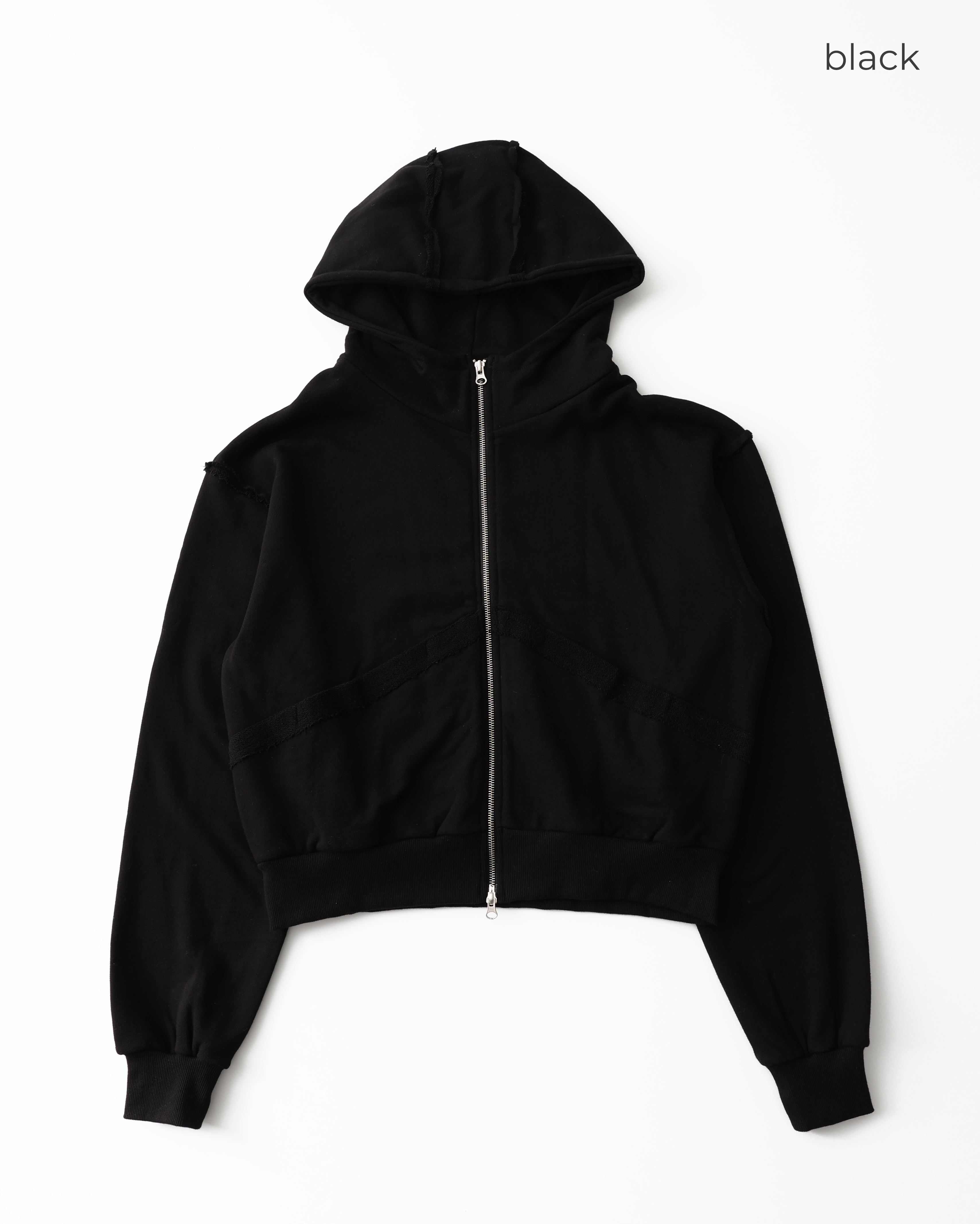 ORIGINAL) カットオフクロップド2wayジップパーカー