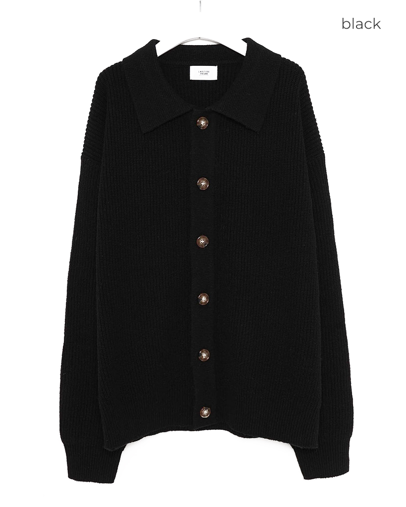 カーディガン ブラック 襟付きカラーニットカーディガン | ファッション通販サイト NUGU