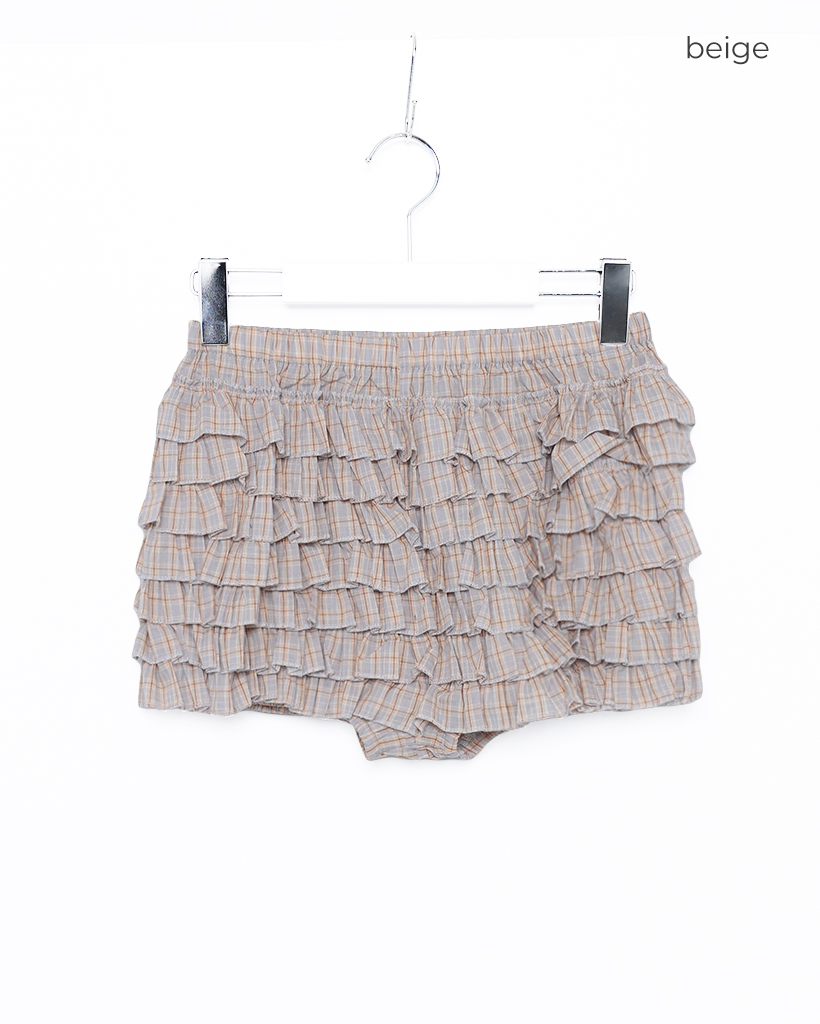チェックティアードフリルショートパンツ | ファッション通販