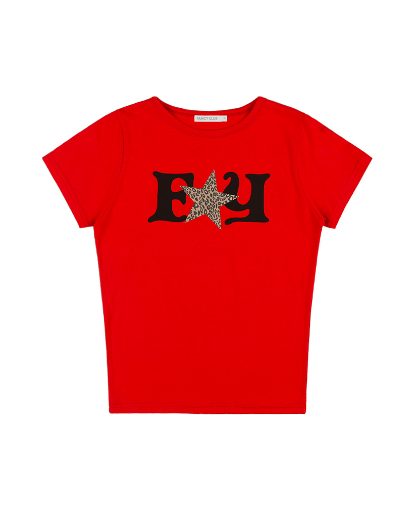 ☆NASTY FANCY CLUB☆ NF Cherish Standard Tee KHAKIF23QB495 Fancy Club X haku] FY LEOPARD TEE (RED) F25QB100