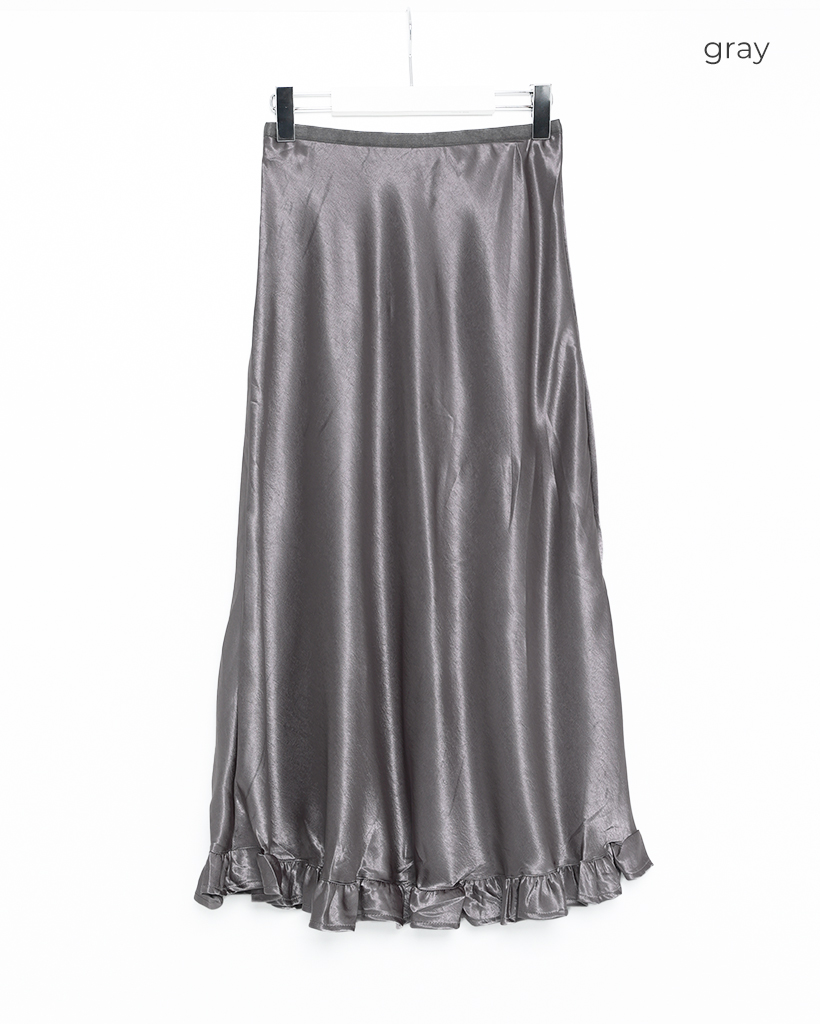 サテンフリルロングスカート | ファッション通販サイト NUGU