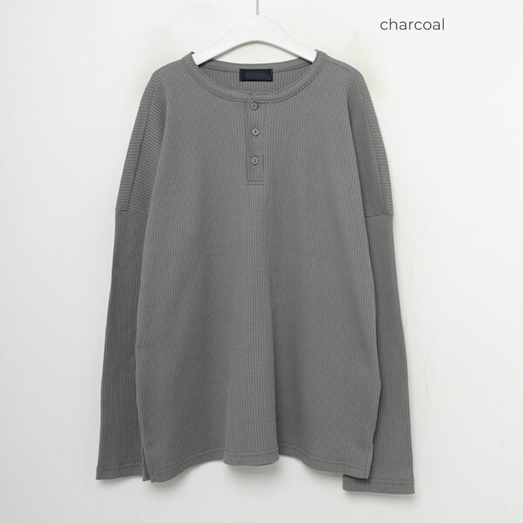 CARRER ヘンリーネック　ワッフル ブラウン CARRER ヘンリーネック ワッフル ブラウン