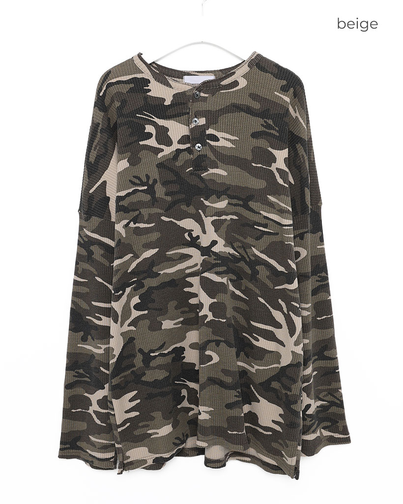 し*り様 00s OLD NAVY 迷彩カモ ヘンリーネック ロンT サーマル 00s OLD