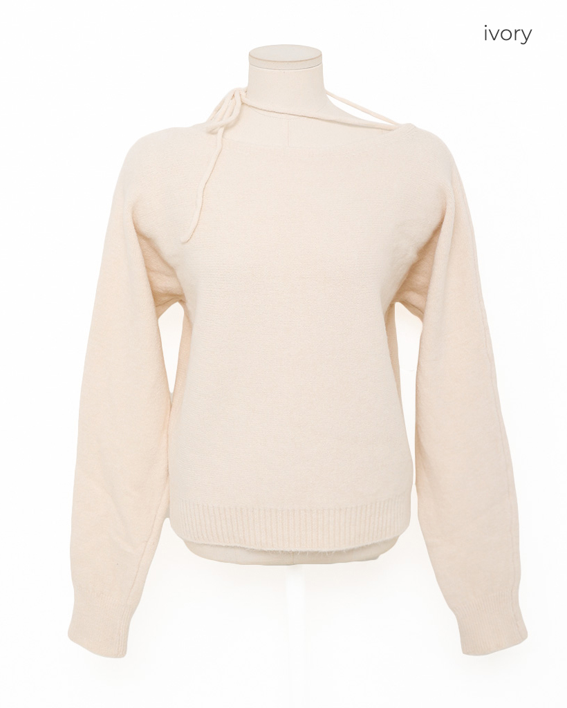 1週間限定【nugu】モヘアリボンパフニット ホワイトシースルードット2点セット HUG.U SALE ニット 透かし編み ちくちくしない 綿 ざっくり プル