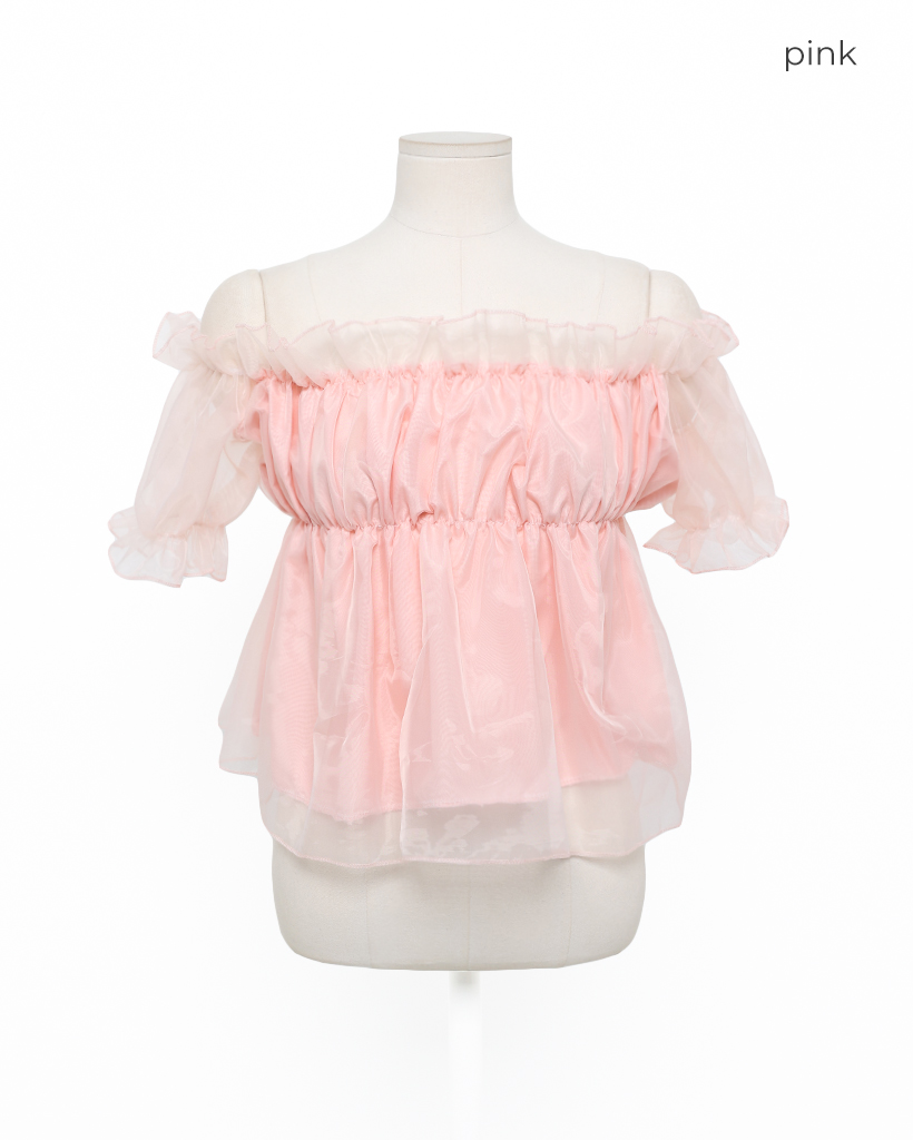 オーガンザシャーリングオフショルダーブラウス | ファッション通販