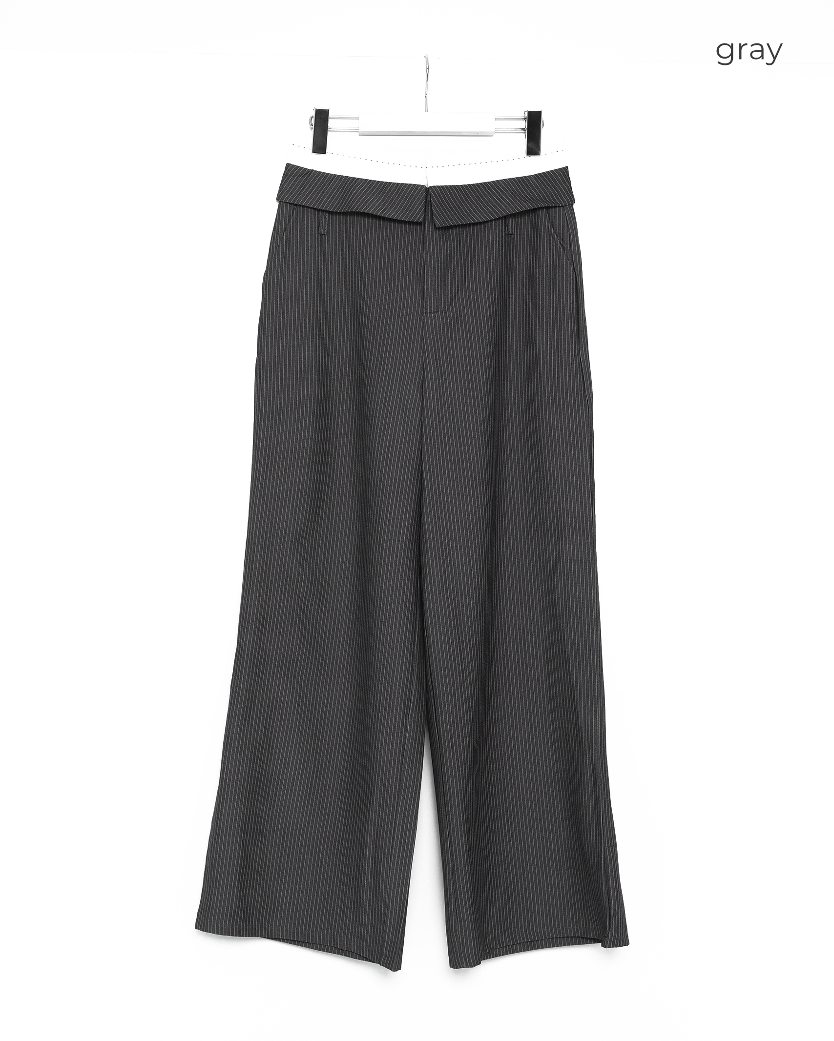 Noodles スラックス XS グレー ストライプ Noodles スラックス XS グレー ストライプ