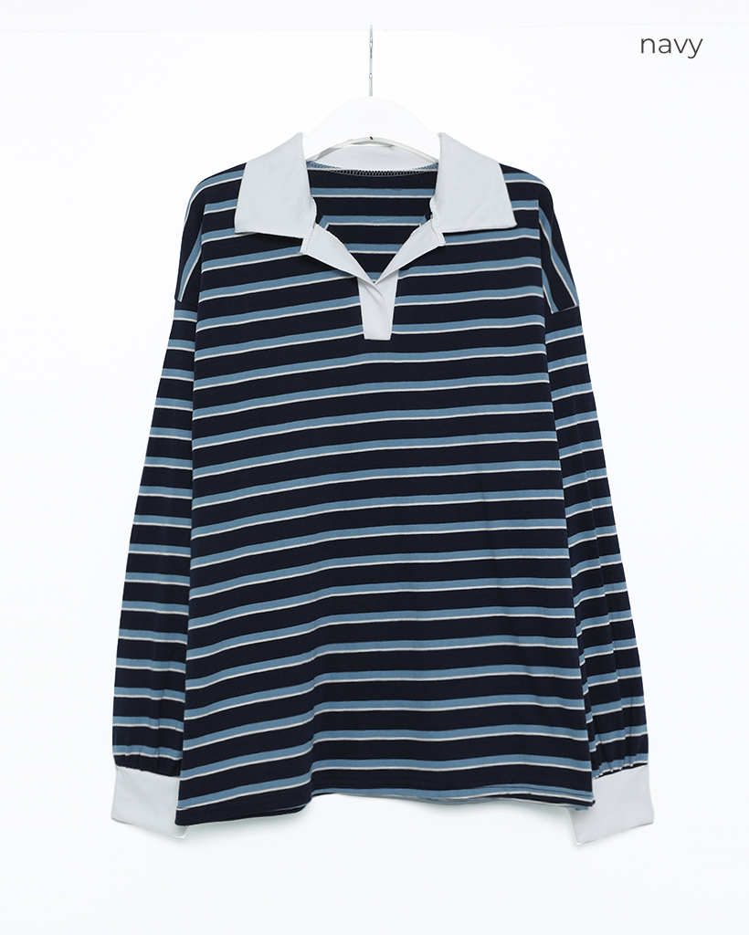 ハーフオープンカラーボ-ダーTシャツ | ファッション通販サイト NUGU