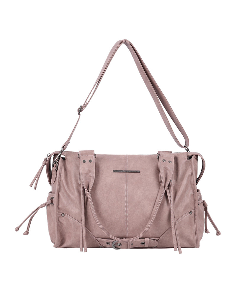 Fancy Club X haku] Belted Washing Leather Bag (Baby Pink