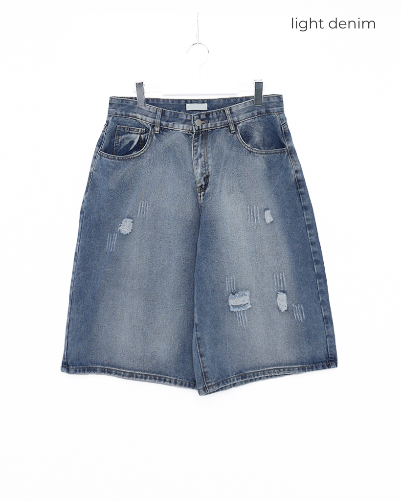 【HUECLOSET】★送料・関税込★バミューダデニムパンツ セール】星フリンジバミューダデニムパンツ（女の子）（デニム