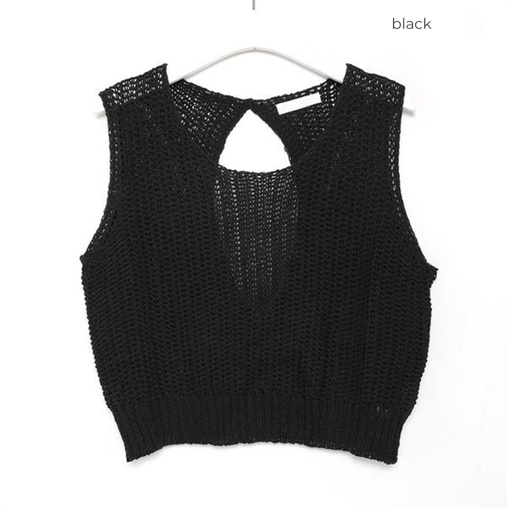 極美品*45R ギマニットのNO SLEEVE *ノースリーブニット*サイズ2 バックカッティングローゲージノースリーブニット