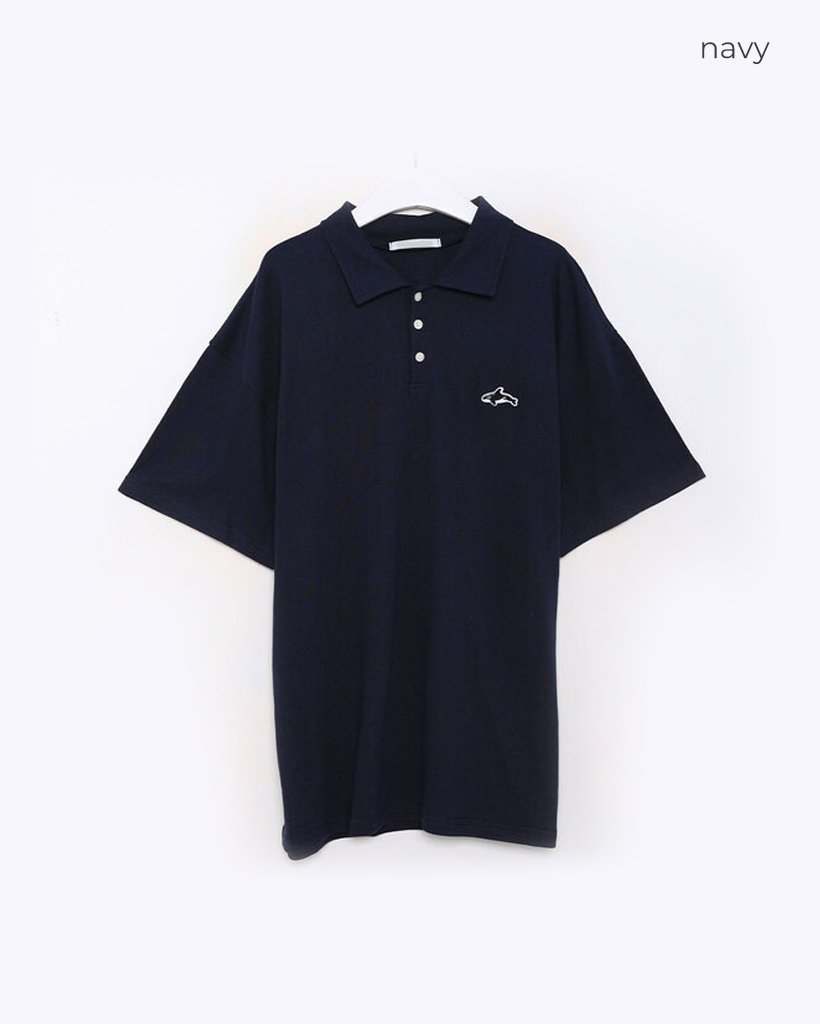 ユニセックス) ドルフィンステッチ半袖カラーTシャツ