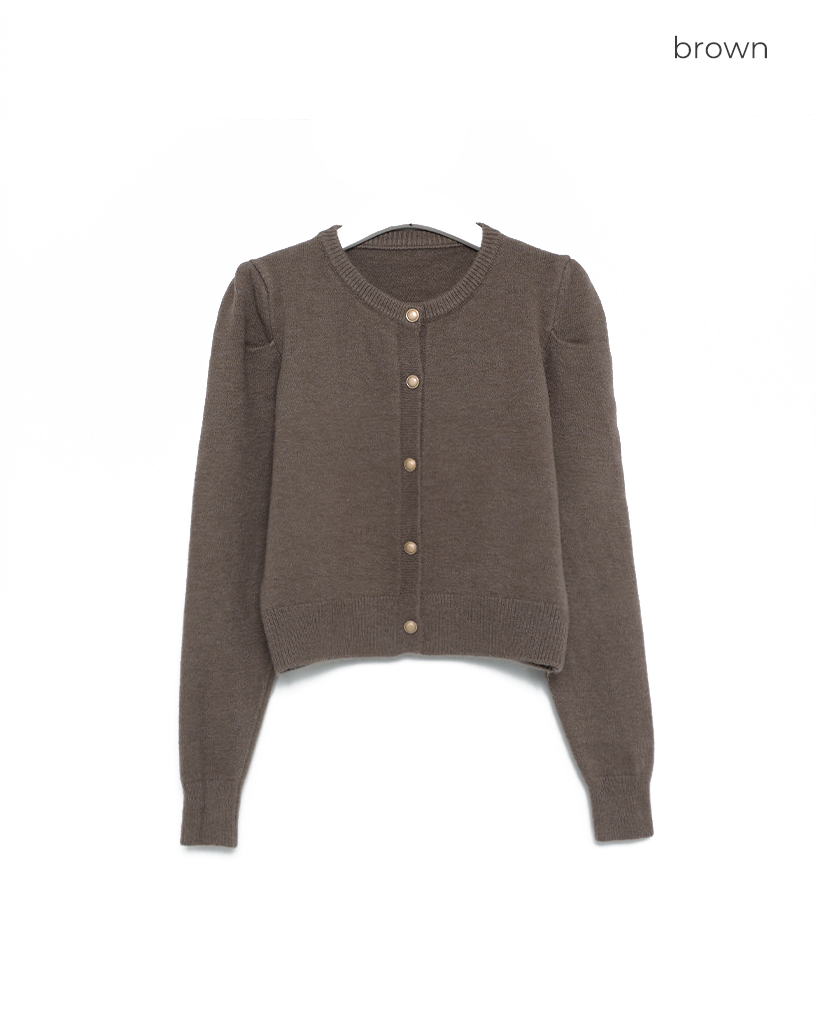 ゴールドボタンパフカーディガン | ファッション通販サイト NUGU