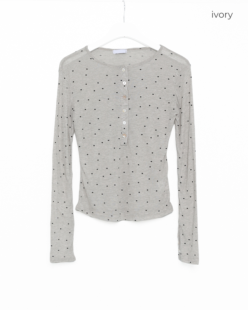 ドットヘンリーネックロングスリーブTシャツ | ファッション通販