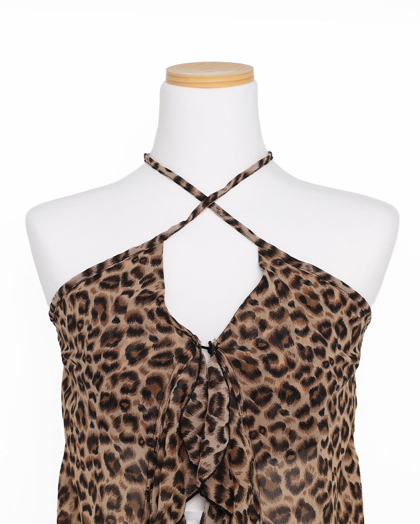ヒョウ柄フリルキャミソール | ファッション通販サイト NUGU