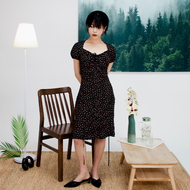 Floral knit dress(black) NUGU
