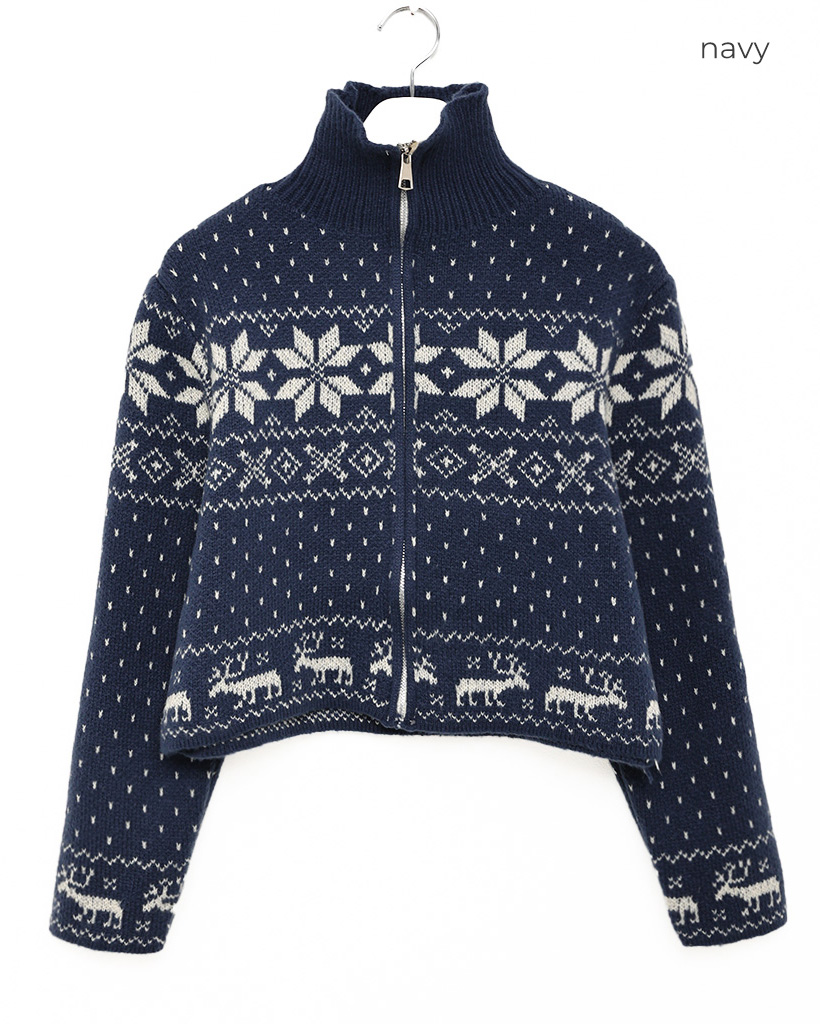 アイスランド製　フワフワ生地　ノルディック　ニットジャケット ノルディックスノーフレークニットジャケット | ファッション通販