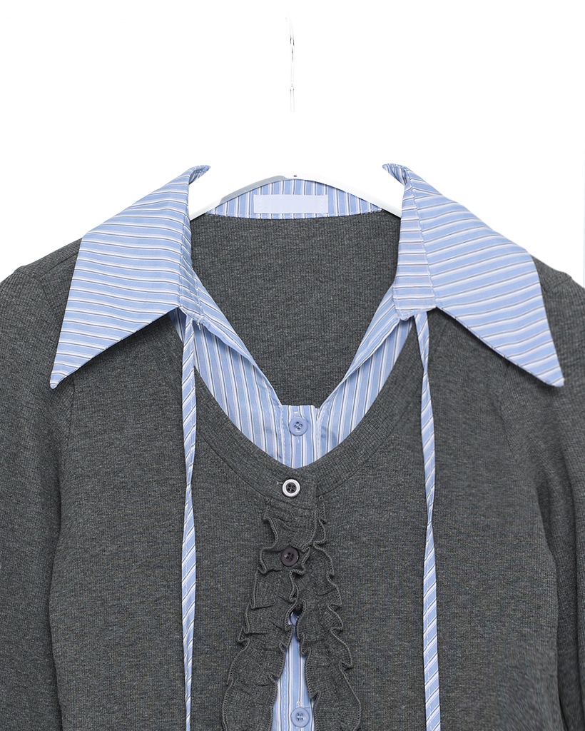 ストライプシャツカーディガンセット | ファッション通販サイト NUGU