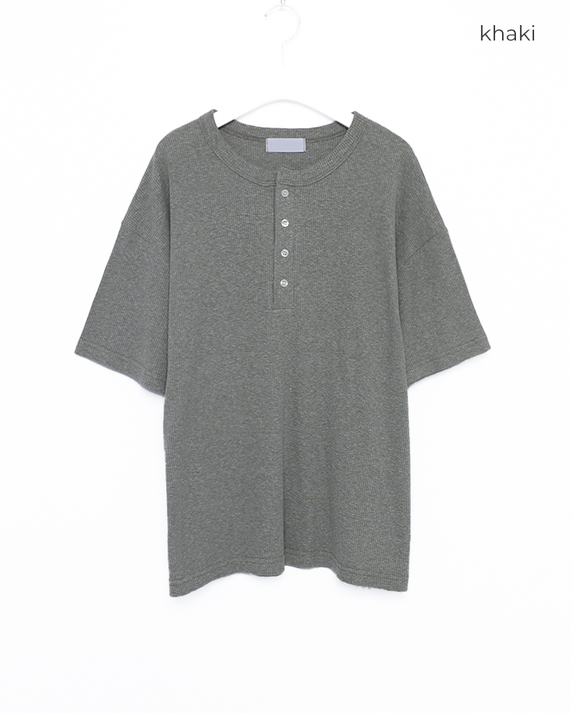 CARRER ヘンリーネック　ワッフル ブラウン CARRER ヘンリーネック ワッフル ブラウン