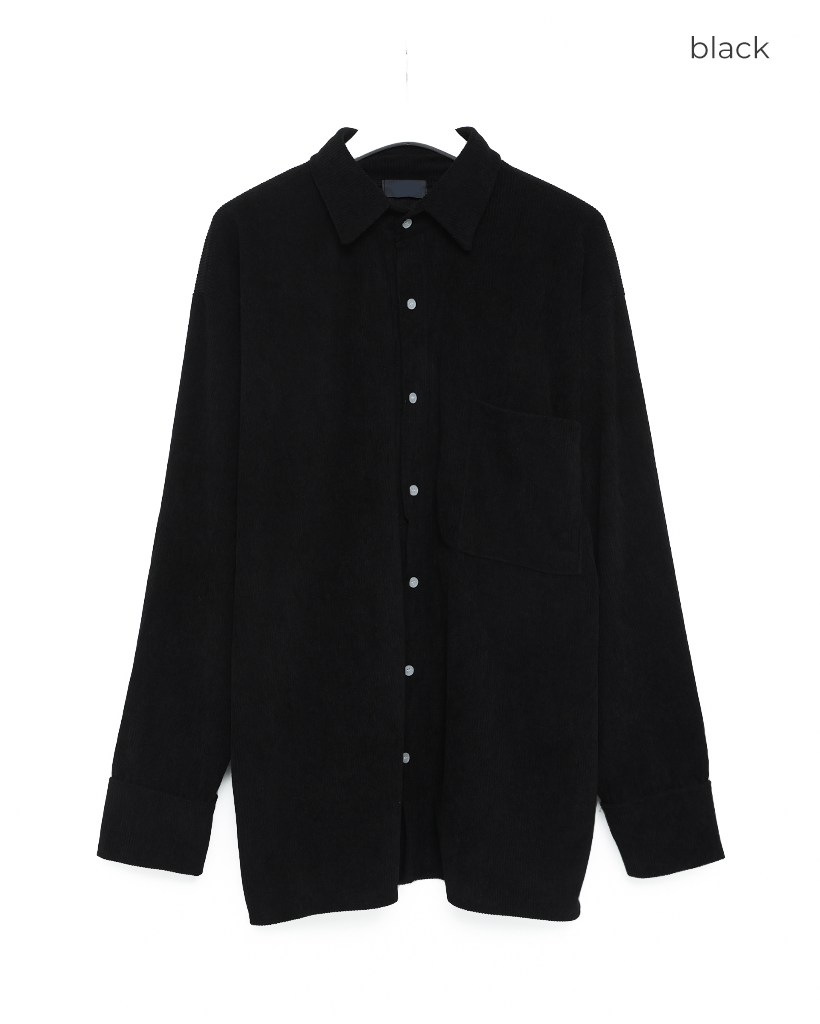 sansangear コーデュロイシャツ 黒 GU - ジーユー コーデュロイオーバーサイズシャツ 09 BLACK MEN