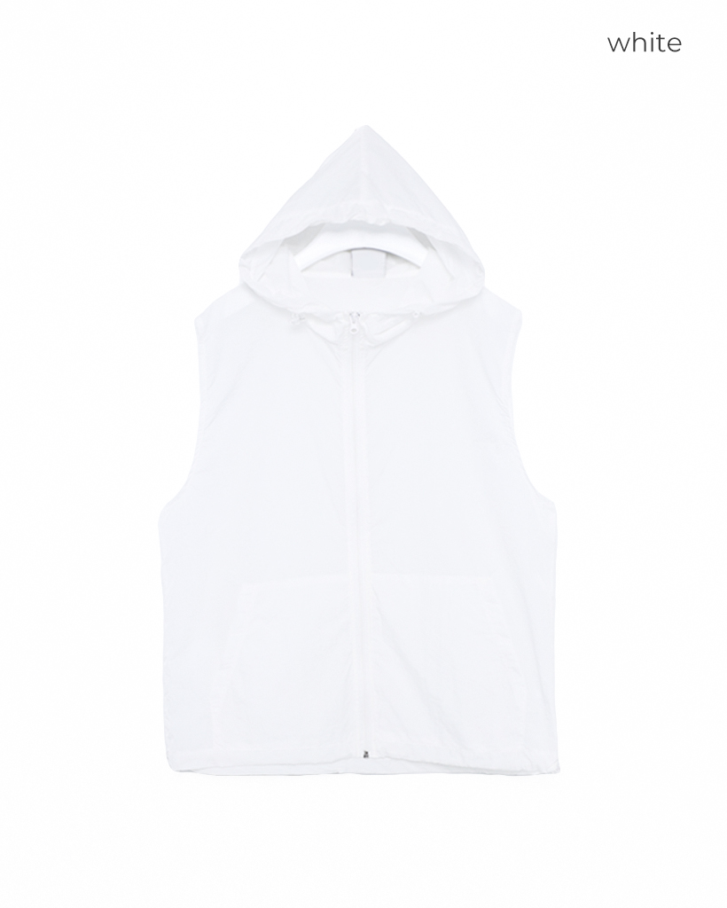 ユニセックス)カラーフード付きベストマウンテンパーカー