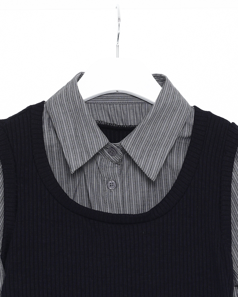 ニットビスチェレイヤードシャツ | ファッション通販サイト NUGU