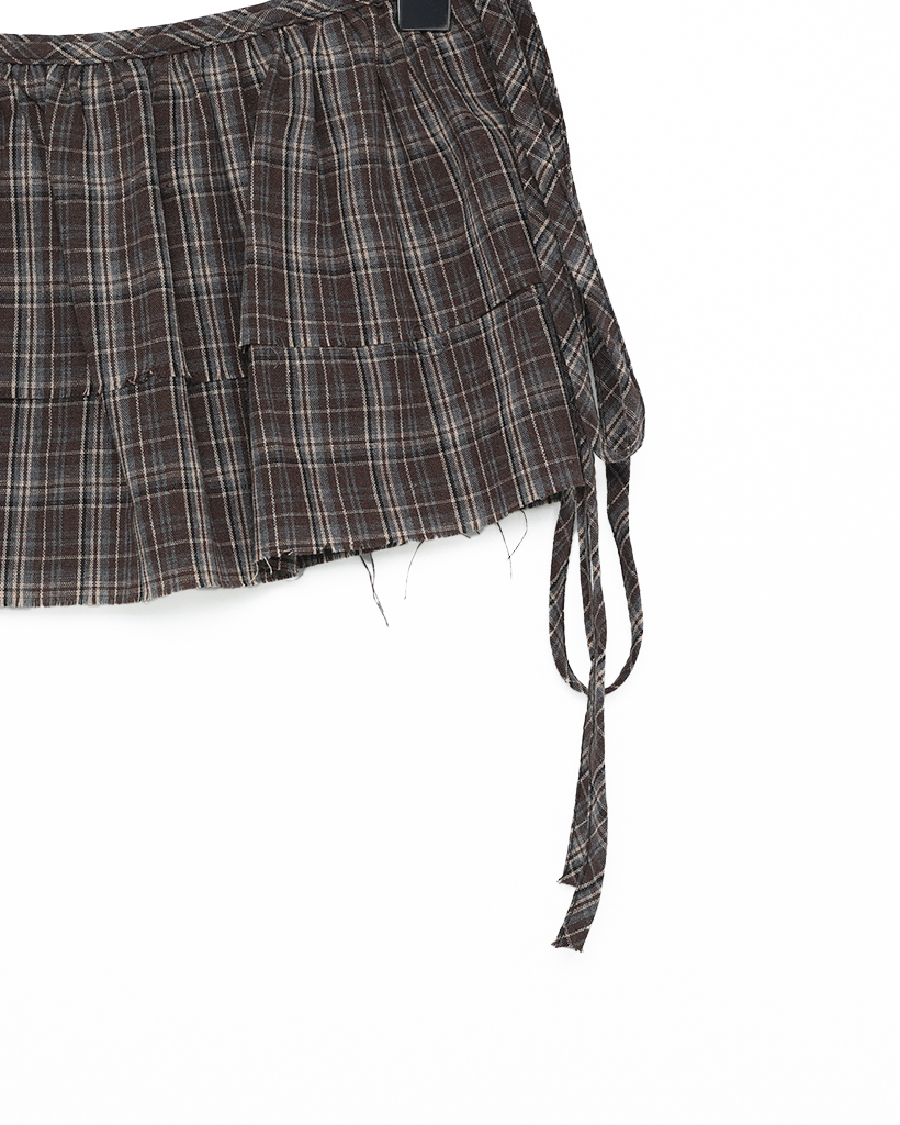tricot COMME des GARCONSラップスカート　チェック　フリル コムデギャルソンCOMME des GARCONS チェックフリルティアードラップ