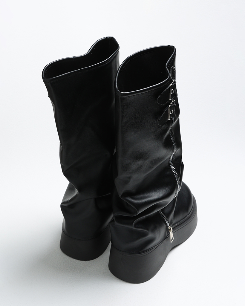 ロックベルトレザーロングブーツ | ファッション通販サイト NUGU