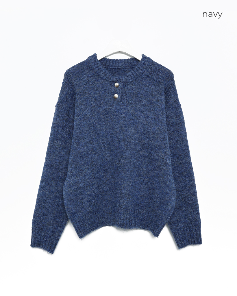 ユニセックス）ヘンリーネックラウンドニット | ファッション