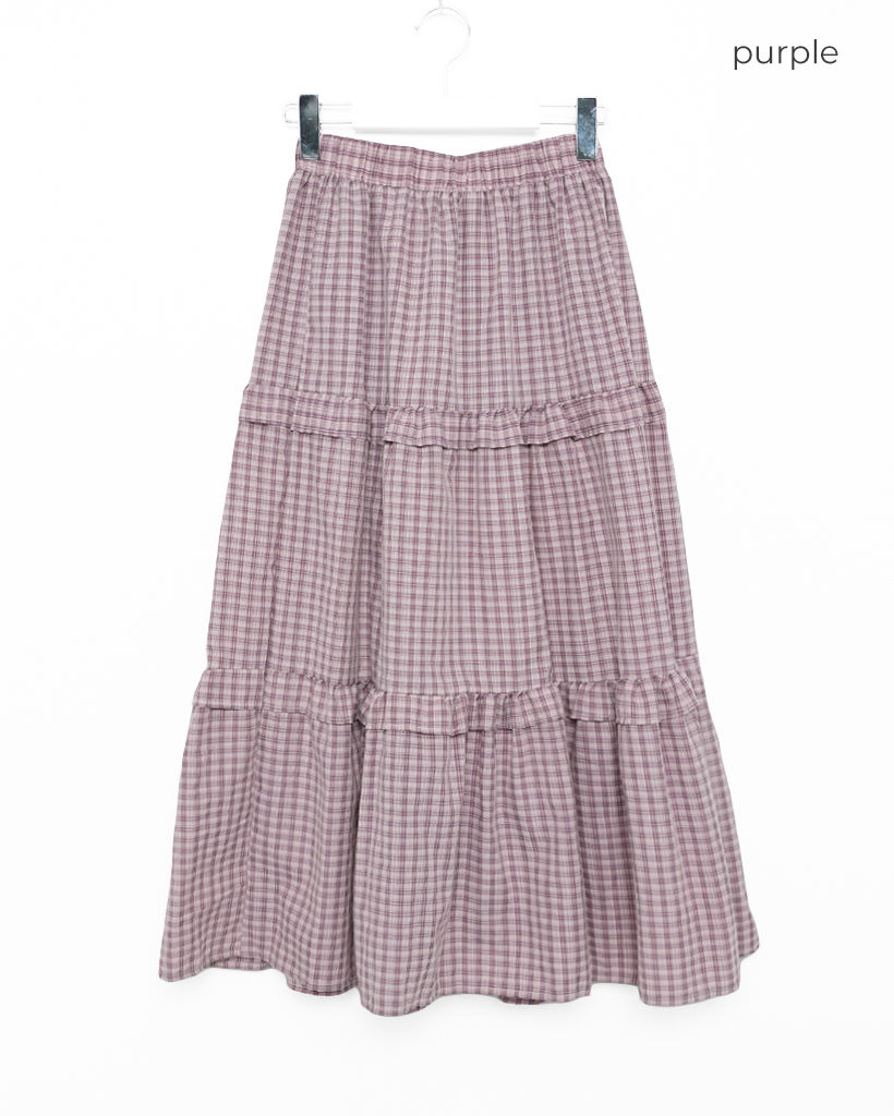 チェックフリルバンディングロングスカート | ファッション通販