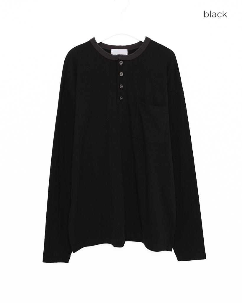 kizukiブラック ヘンリーネック リンガーヘンリーネック長袖Tシャツ | ファッション通販サイト NUGU