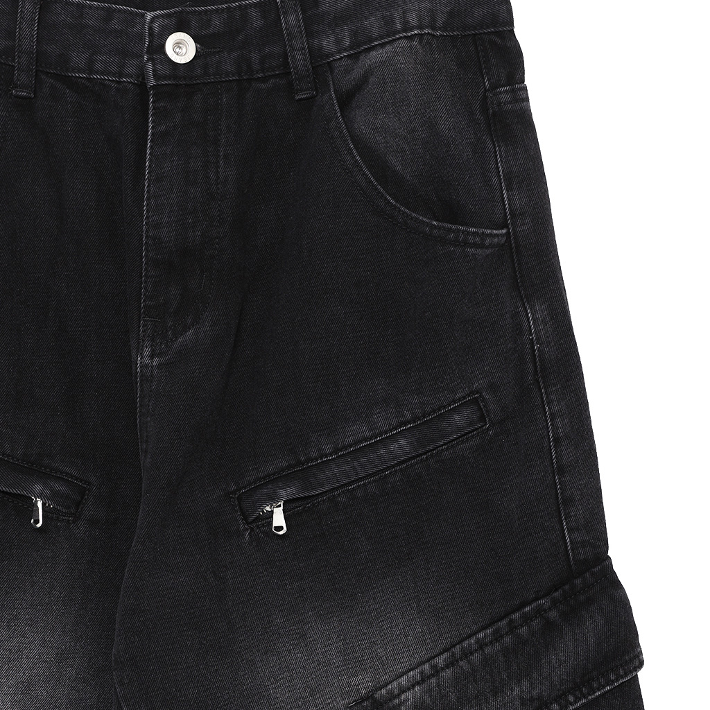 デザインポケット＆ジッパーデニムパンツ | ファッション通販