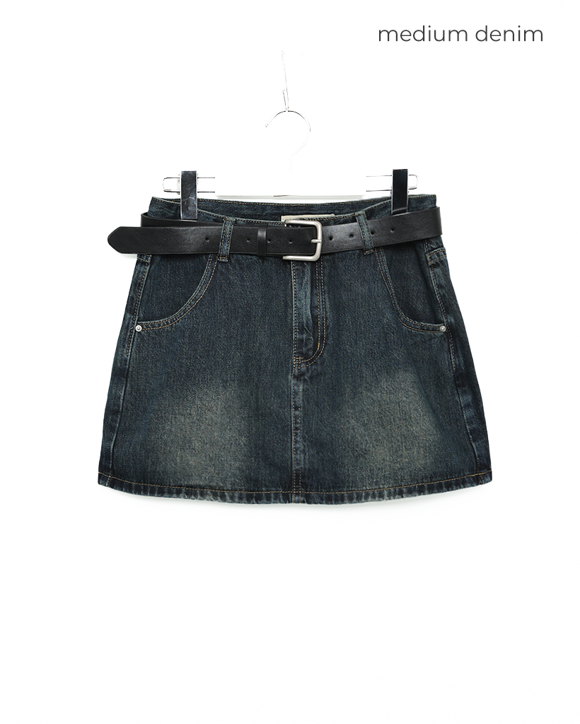 ベルトセット)ウォッシュデニムミニスカート | ファッション通販
