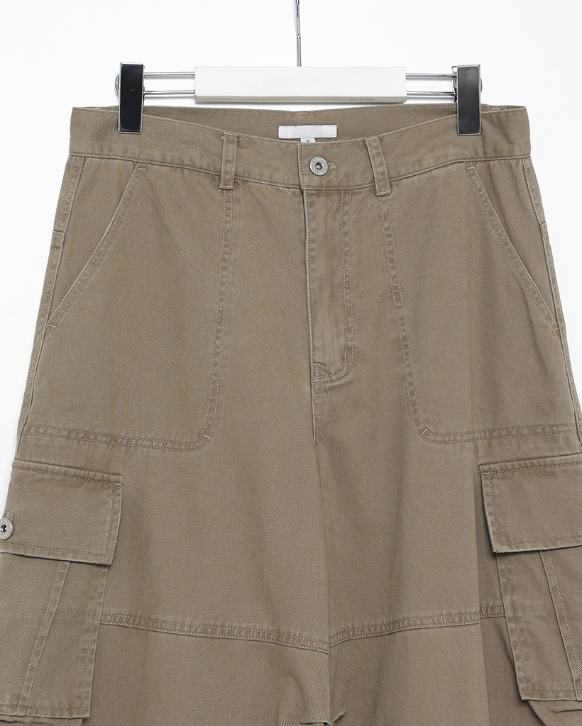 ユニセックス）ビンテージウォッシュフラップカーゴポケットパンツ