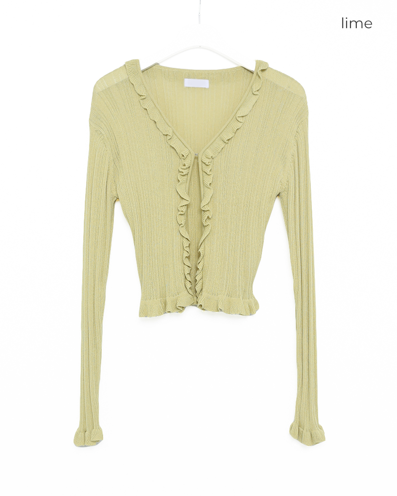 Vネックフリルラインリブニット | ファッション通販サイト NUGU