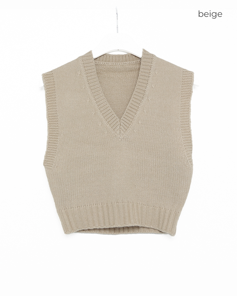 Vネック クロップド ニットベスト | ファッション通販サイト NUGU
