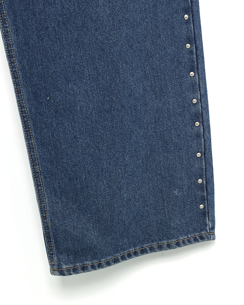 アウトシームスタッズラインワイドデニムパンツ | ファッション通販