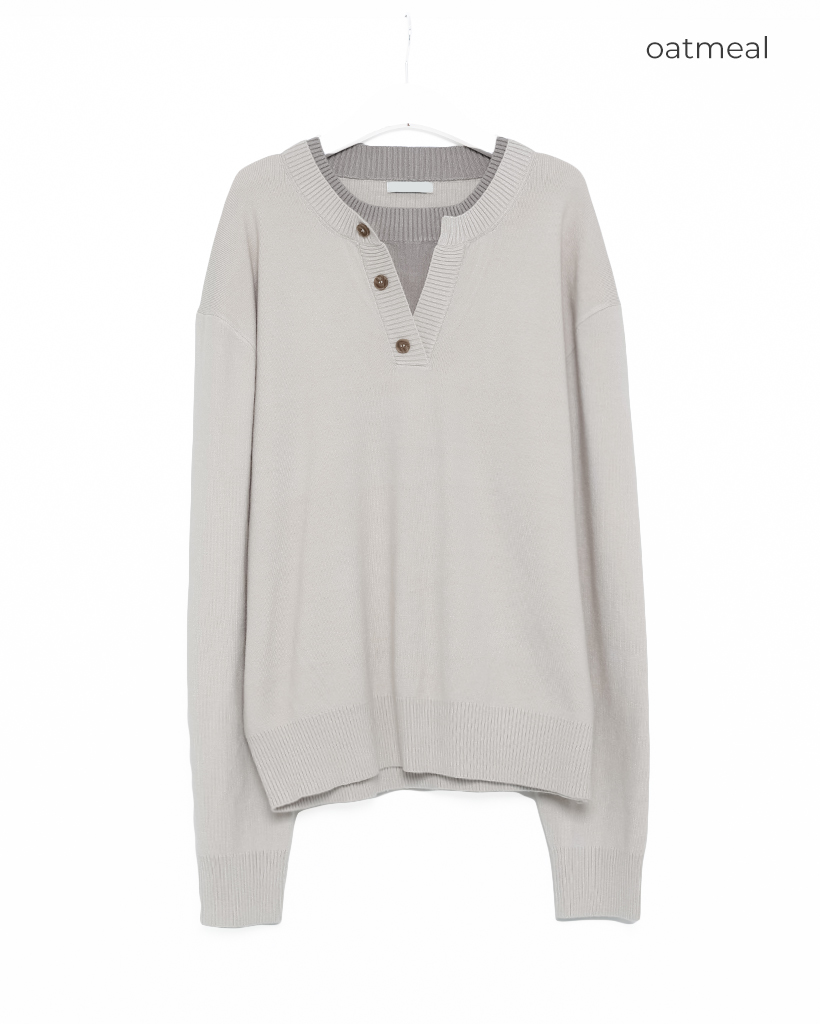 DIESEL K-Lancy ヘンリーネック ニットセーター ベージュ SS23