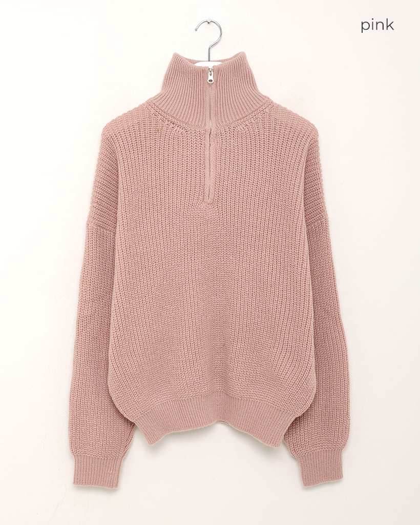 【haidondon.2.28様 専用】 ハーフジップ×ケーブルニット　2点 beidelli made]2WAYネックハーフジップケーブルニット