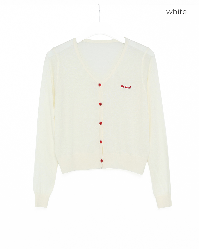 バイカラーワンポイント刺繍カーディガン | ファッション通販