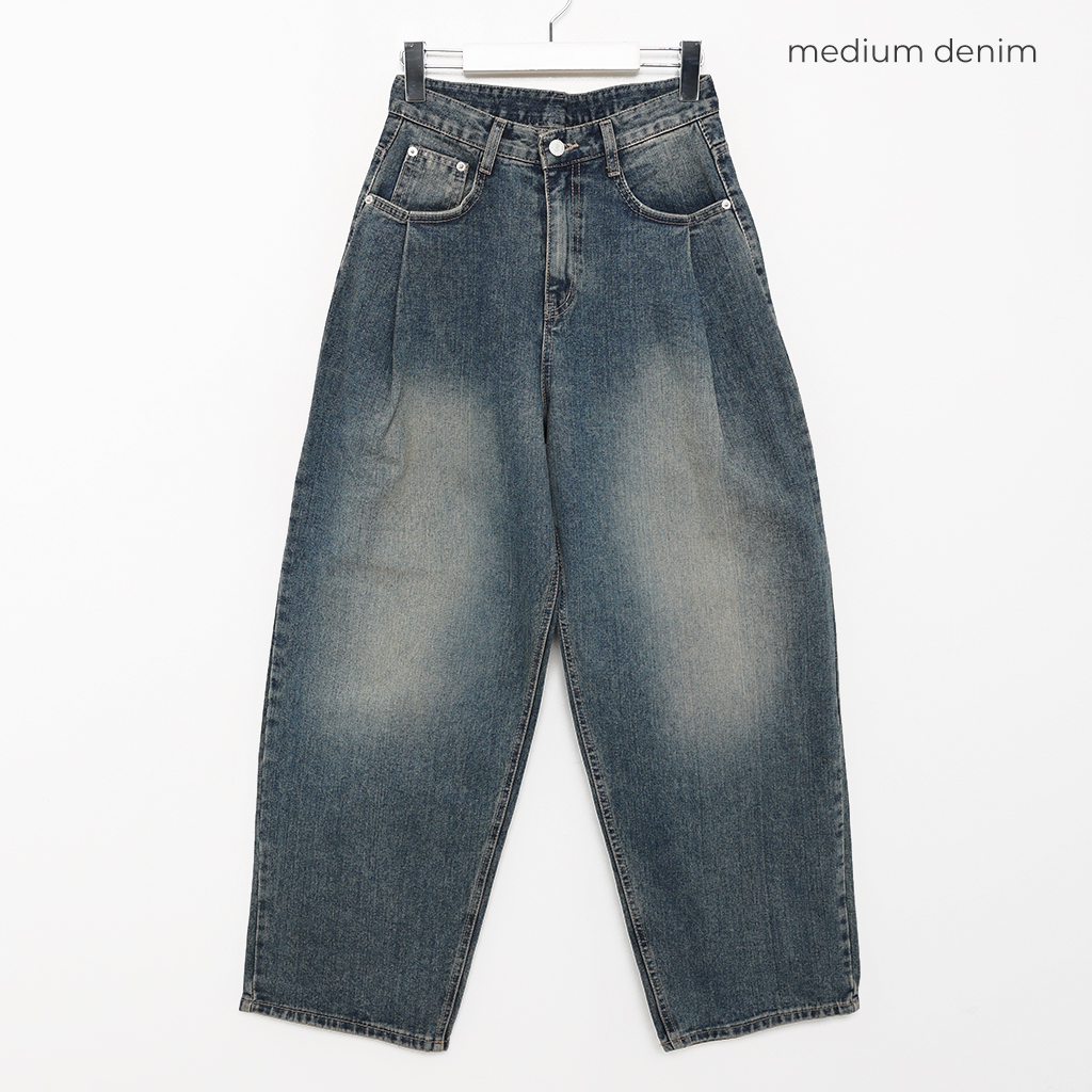 タック入りワイドデニムパンツ | ファッション通販サイト NUGU
